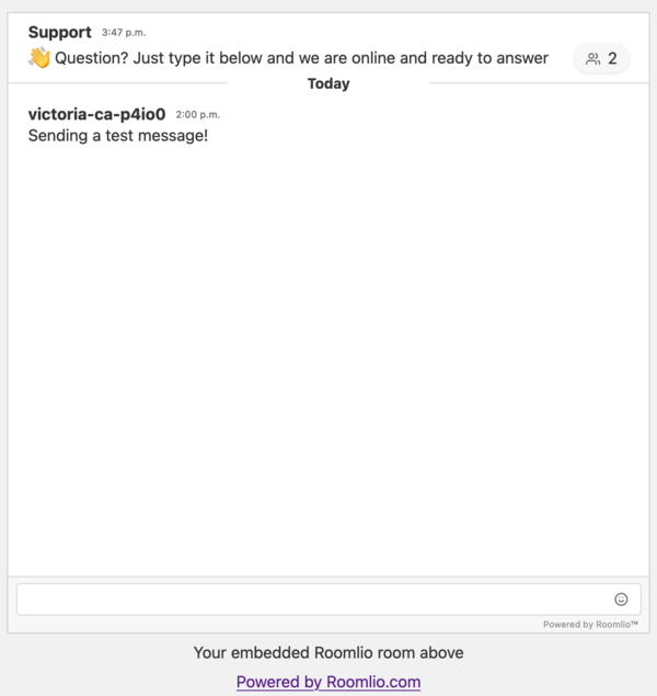 roomlio test message