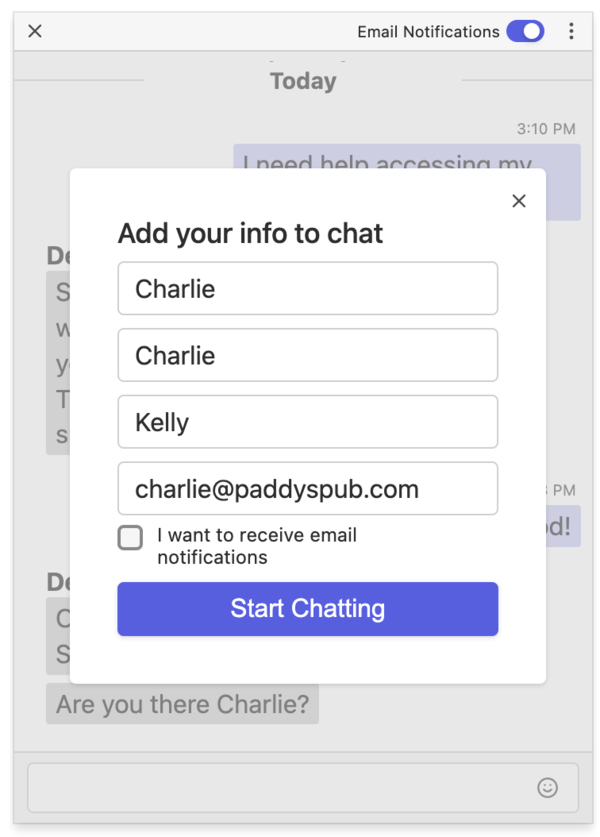 enable email notifications